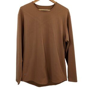 BYLT Drop Cut S/S Lux Brown Long Sleeve T Shirt Size L Stretch Casual Tan